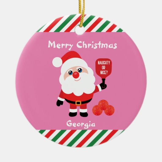 Pickleball 🎅 Santa Ceramic Ornament (Voorkant)