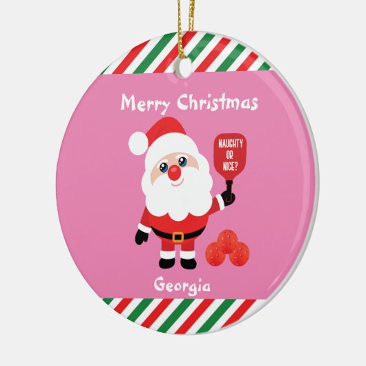 Pickleball 🎅 Santa Ceramic Ornament (Links)