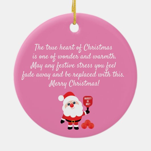 Pickleball 🎅 Santa Ceramic Ornament (Achterkant)