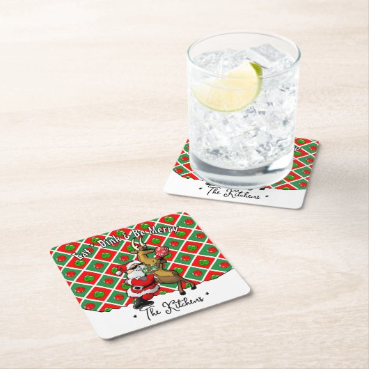 Pickleball Santa Christmas Cool and Classy Kartonnen Onderzetters (Insitu)