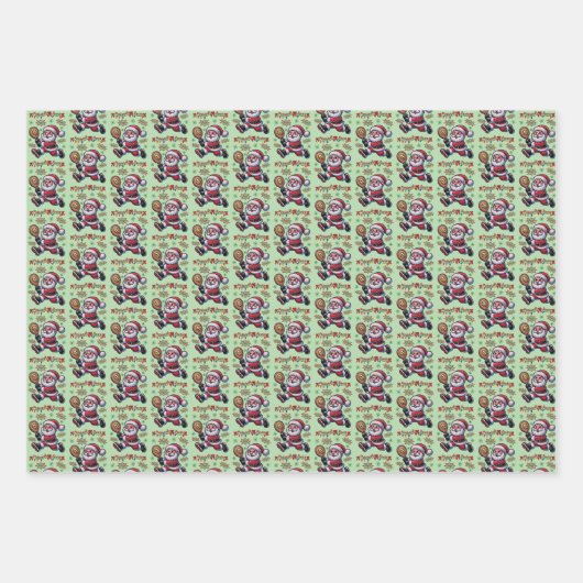 Pickleball Santa Claus Christmas Inpakpapier Vel (Voorkant 2)