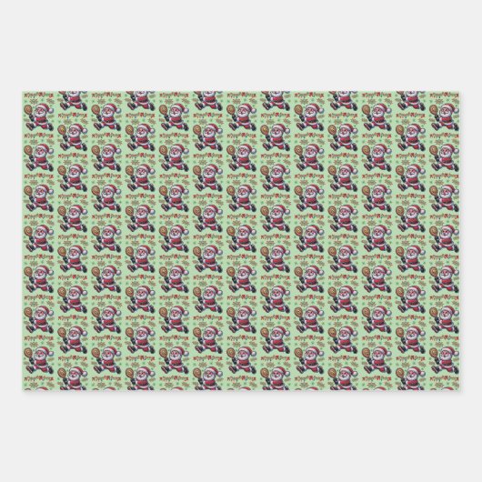 Pickleball Santa Claus Christmas Inpakpapier Vel (Voorkant)