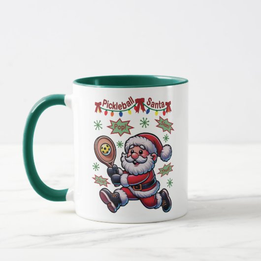 Pickleball Santa Claus Christmas Mok (Links)