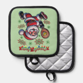 Pickleball Santa Claus Christmas Pannenlap (Voorkant / Achterkant)