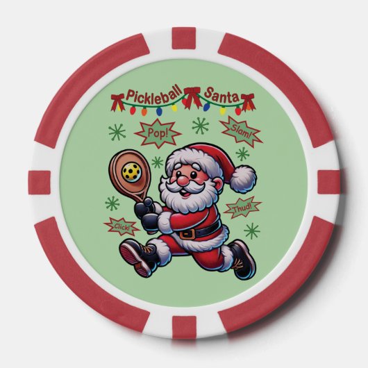 Pickleball Santa Claus Christmas Poker Chips (Voorkant)