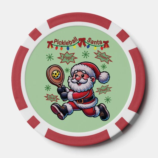 Pickleball Santa Claus Christmas Poker Chips (Achterkant)