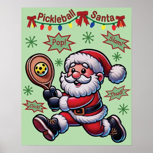 Pickleball Santa Claus Christmas Poster (Voorkant)