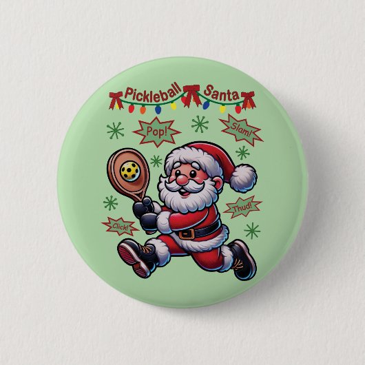 Pickleball Santa Claus Christmas Ronde Button 5,7 Cm (Voorkant)