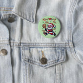Pickleball Santa Claus Christmas Ronde Button 5,7 Cm (In situ)