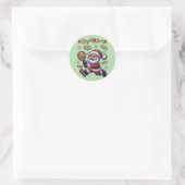 Pickleball Santa Claus Christmas Ronde Sticker (Tas)