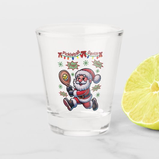 Pickleball Santa Claus Christmas Shot Glas (Voorkant)