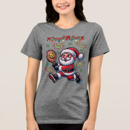 Pickleball Santa Claus Christmas Tri-Blend Shirt