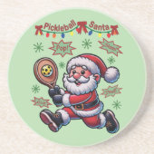 Pickleball Santa Claus Christmas Zandsteen Onderzetter (Voorkant)