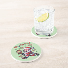 Pickleball Santa Claus Christmas Zandsteen Onderzetter