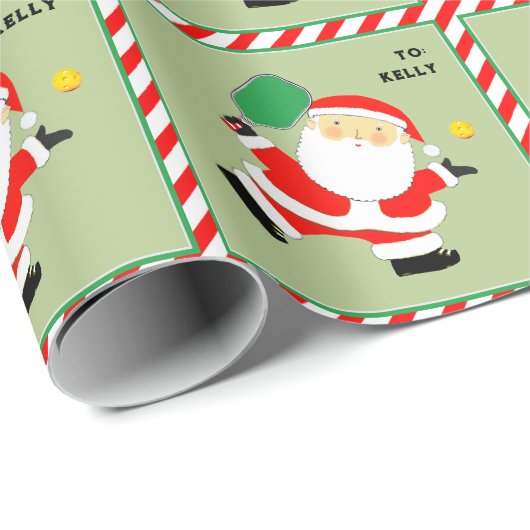 Pickleball Santa Holiday Gift Cadeaupapier (Rol Hoek)