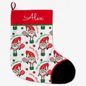 Pickleball 🎅 Santa Large Kerstmis Stocking Grote Kerstsok (Voorkant)