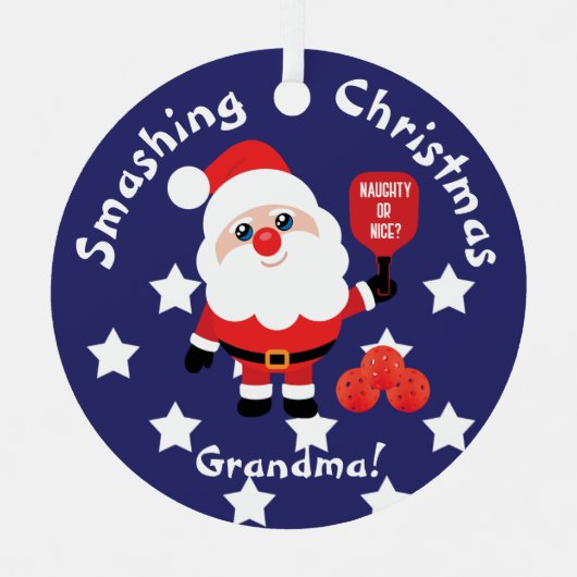 Pickleball 🎅 Santa Metalen Ornament (Voorkant)