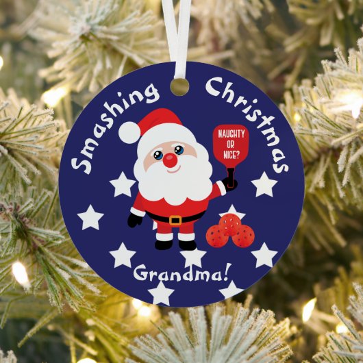Pickleball 🎅 Santa Metalen Ornament (Insitu)