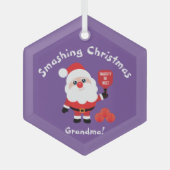 Pickleball 🎅 Santa paars Glass Ornament (Voorkant)