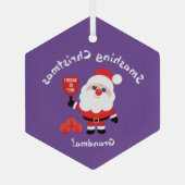 Pickleball 🎅 Santa paars Glass Ornament (Achterkant)
