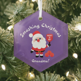 Pickleball 🎅 Santa paars Glass Ornament