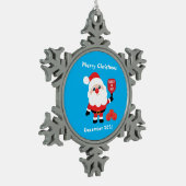 Pickleball 🎅 Santa Snowflake Pewter Kerstmis Orn Tin Sneeuwvlok Ornament (Links)