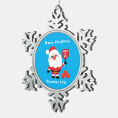 Pickleball 🎅 Santa Snowflake Pewter Kerstmis Orn Tin Sneeuwvlok Ornament (Rechts)