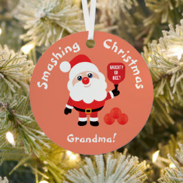 Pickleball 🎅 Santa Star Metal Ornament