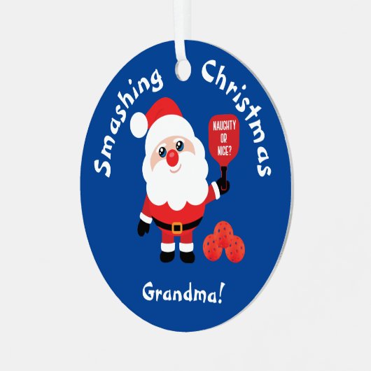 Pickleball 🎅 Santa Star Metal Ornament (Voorkant links)