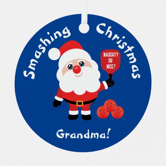 Pickleball 🎅 Santa Star Metal Ornament (Voorkant)