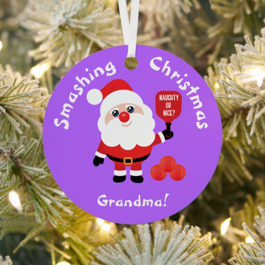Pickleball 🎅 Santa Star Metal Ornament (Insitu)