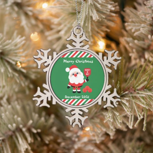 Pickleball 🎅 Santa Tin Sneeuwvlok Ornament (Boom)