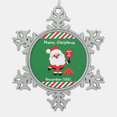 Pickleball 🎅 Santa Tin Sneeuwvlok Ornament (Voorkant)