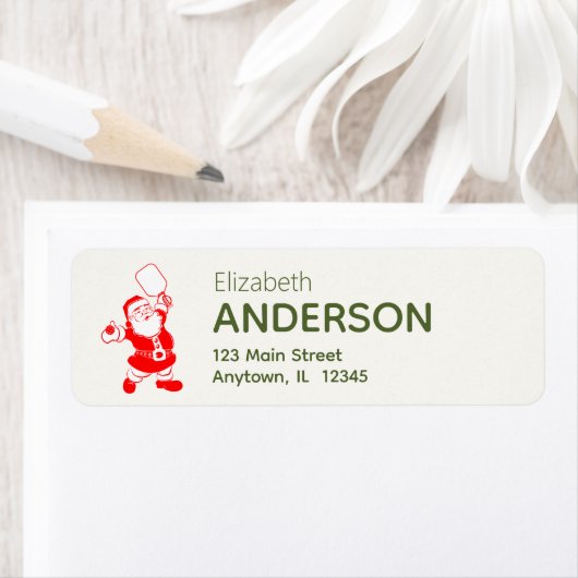 Pickleball Santa White Kerstmis retouradres Etiket (Insitu)
