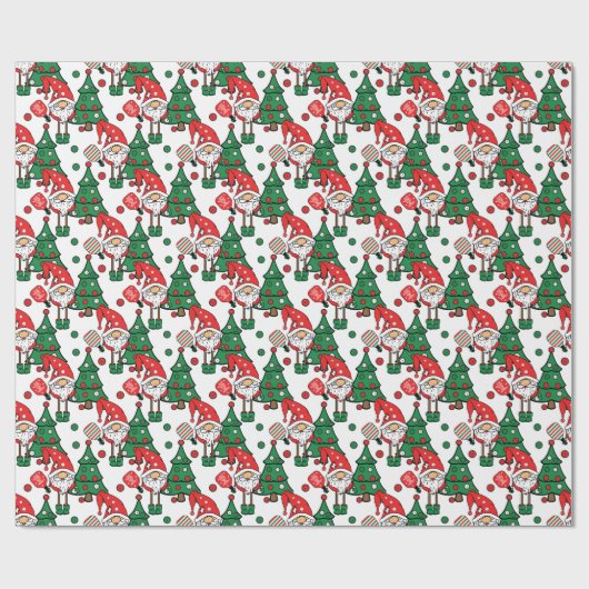 Pickleball Santas en kerstbomen Cadeaupapier (Vlak)