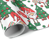 Pickleball Santas en kerstbomen Cadeaupapier (Rol Hoek)