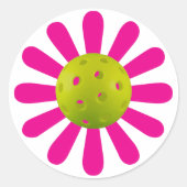 Pickleball: schattig pickleball roze bloem klassie ronde sticker (Voorkant)