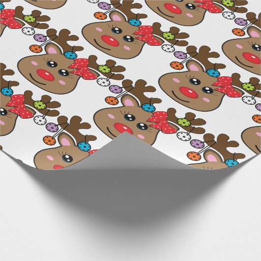 Pickleball schattig rendiermeisje dat papier inpak (Hoek)