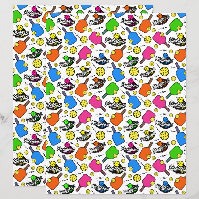 Pickleball Schrapboek Papier (Voorkant / Achterkant)