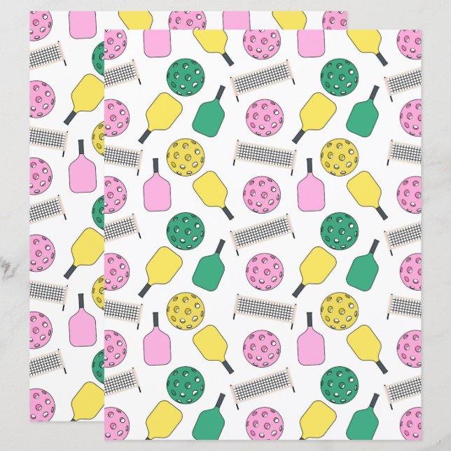 Pickleball Scrapbook Paper (Voorkant / Achterkant)