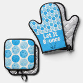 Pickleball Serve Laat het blauw gepersonaliseerd s Ovenwant & Pannenlap Set (Voorkant / Achterkant)