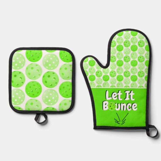 Pickleball Serve Laat het groen gepersonaliseerd s Ovenwant & Pannenlap Set (Voorkant)