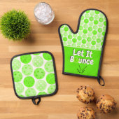 Pickleball Serve Laat het groen gepersonaliseerd s Ovenwant & Pannenlap Set (Top down)