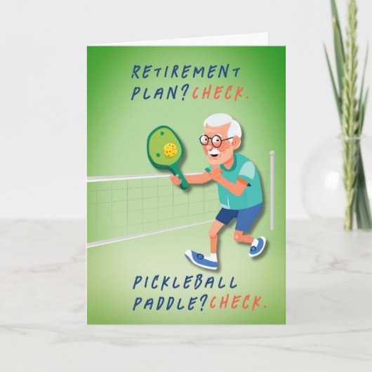 Pickleball Serve & Vieren Pensioen Verjaardag Kaart (Voorkant)