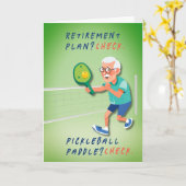 Pickleball Serve & Vieren Pensioen Verjaardag Kaart (Gele Bloem)