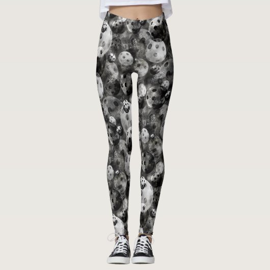Pickleball Shades of Grey Pattern Leggings (Voorkant)
