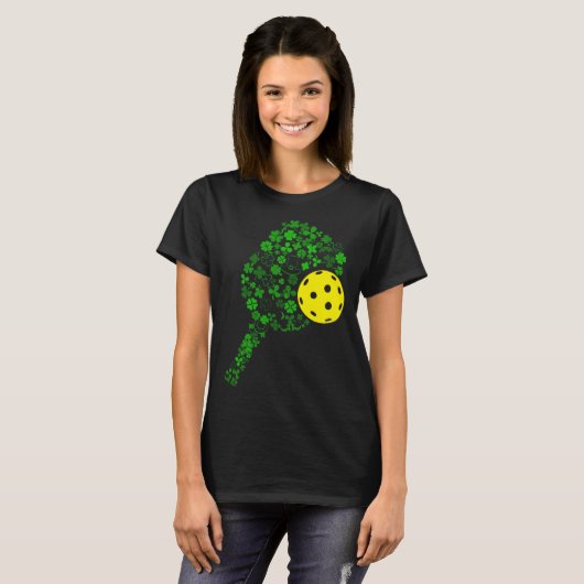 Pickleball Shamrock Leaf St Patrick Day Pickleball T-shirt (Voorkant volledig)