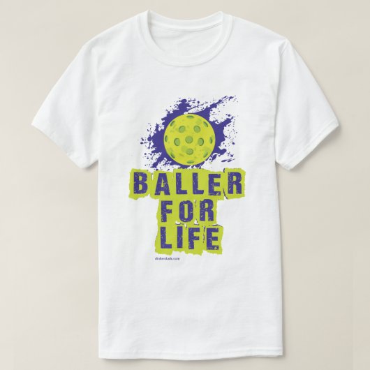 Pickleball-Shirt "Baller for Life" T-shirt (Design voorkant)