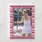 Pickleball Shower Dinks & Drinks Roze Chevron Kaart (Achterkant)