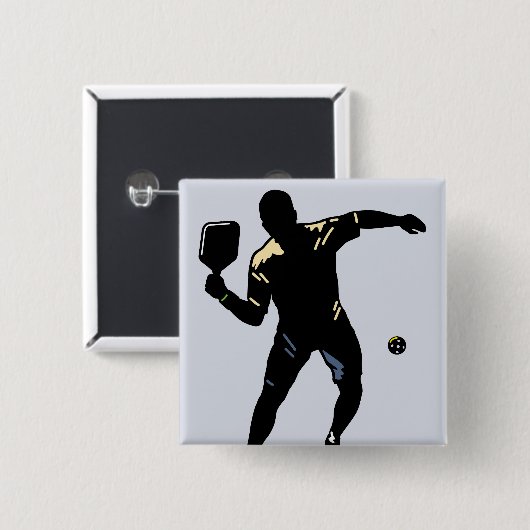 PICKLEBALL SILHOUET-AANVAL VIERKANTE BUTTON 5,1 CM (Voorkant /achterkant)